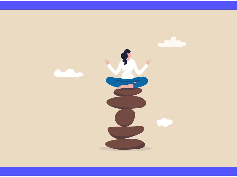 Immagine illustrativa di una persona seduta in meditazione con le mani giunte, circondata da una luce calda e rassicurante, rappresentando la tranquillità e la serenità nel momento della preghiera.