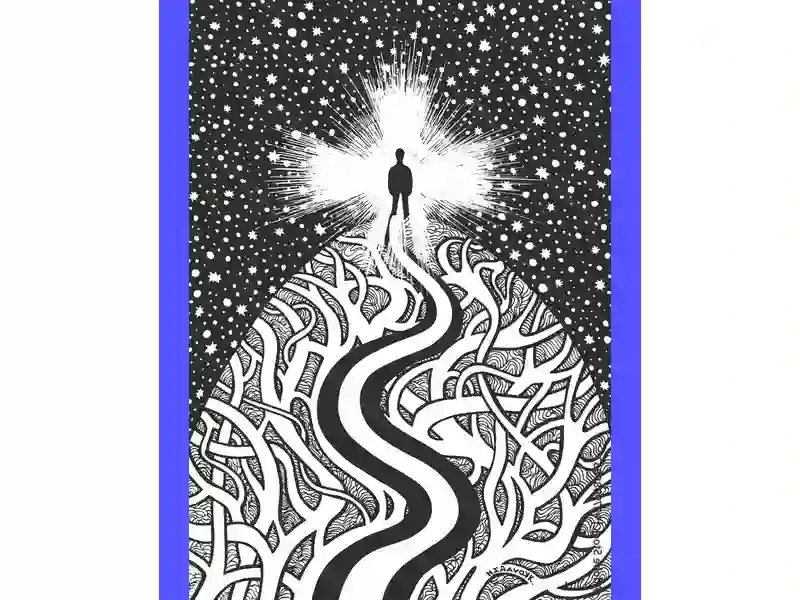 Immagine illustrativa di una persona intenta a creare un disegno intricato mentre medita, rappresentando il concetto di preghiera attraverso l'arte.