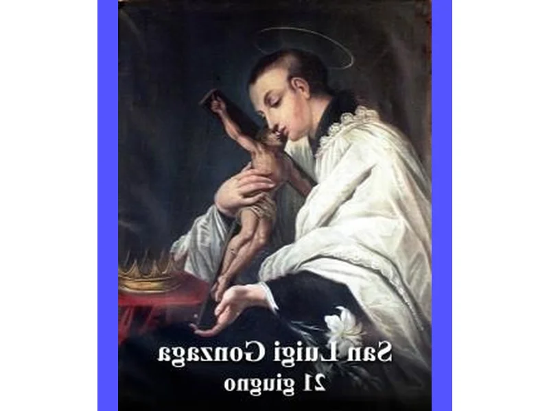 Immagine di San Luigi Gonzaga in preghiera, simbolo di conforto e protezione religiosa.