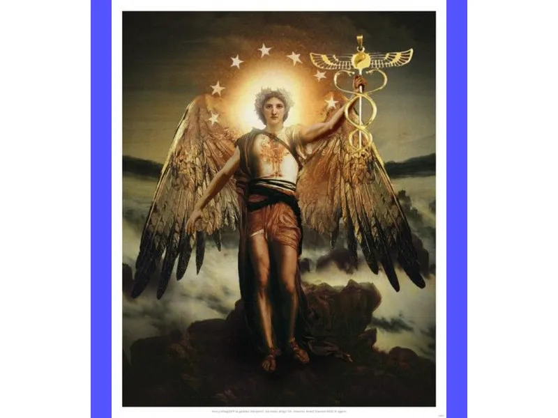 Immagine di San Raffaele Arcangelo, angelo della guarigione, circondato da una luce divina, simbolo di speranza e protezione per la salute di coloro che lo invocano nelle loro preghiere.