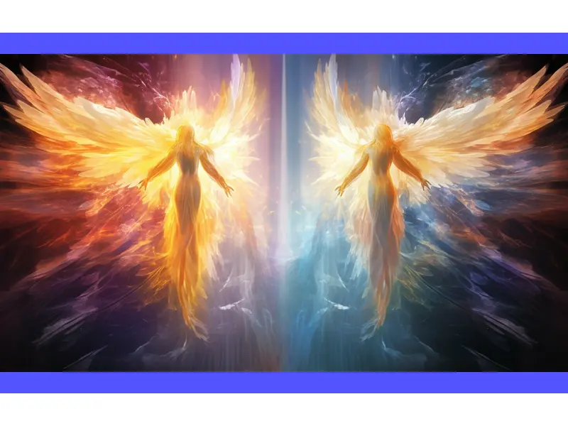 Angeli celesti avvolgono il mondo con la loro luce divina, offrendo protezione e benedizioni agli esseri umani.