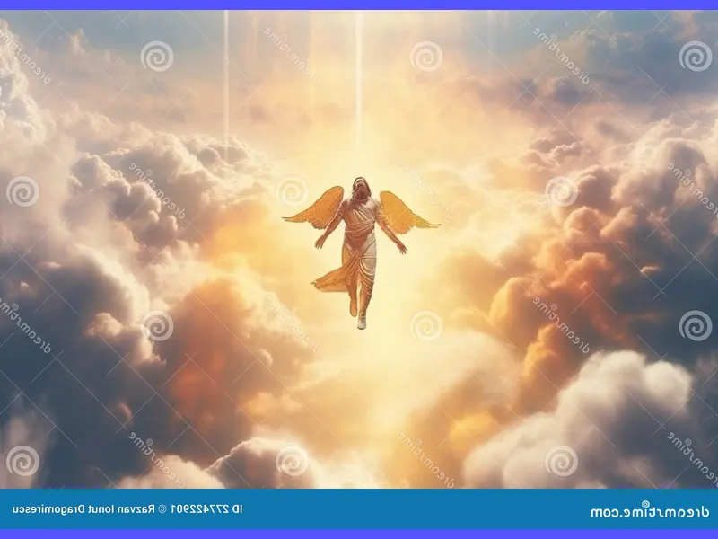 Un'immagine di angeli in cielo circondati da una luce dorata, simbolo di protezione e guida divina durante la preghiera.