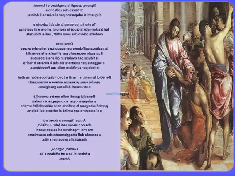 Una persona in preghiera, con le mani giunte e lo sguardo rivolto verso l'alto, trovando conforto e speranza per affrontare le sfide della vita con fede e determinazione.