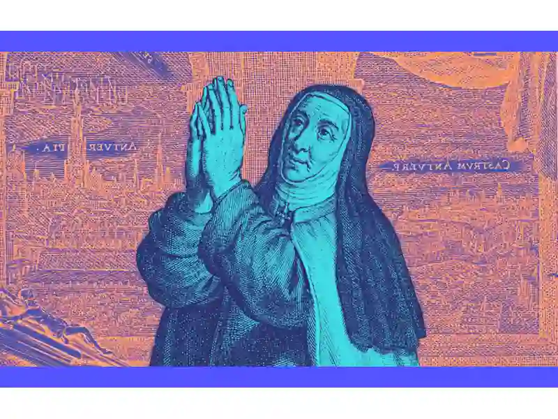 In immagine si vede una donna incinta con le mani giunte in preghiera, rivolta verso una statua di Sant'Anna. La luce del sole illumina delicatamente il volto della donna, trasmettendo serenità e fiducia nell'ascolto delle sue suppliche.